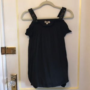 Loft Black Off the Shoulder Dressy Blouse/Top Med